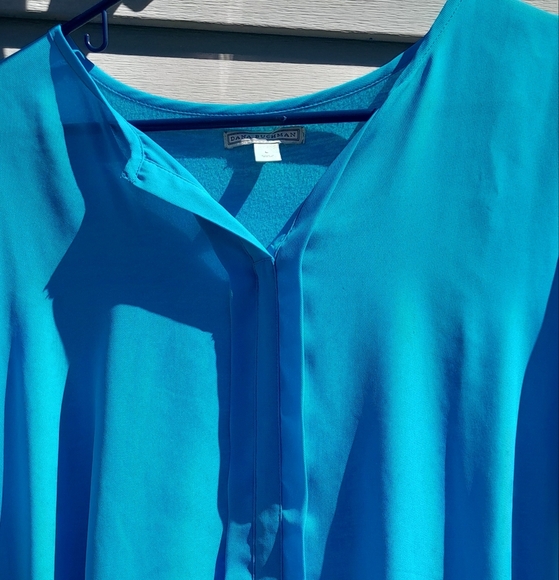 Dana Buchman Womwns L  Elegant Blue Blouse Dress Up Or Down Casual - Picture 3 of 5